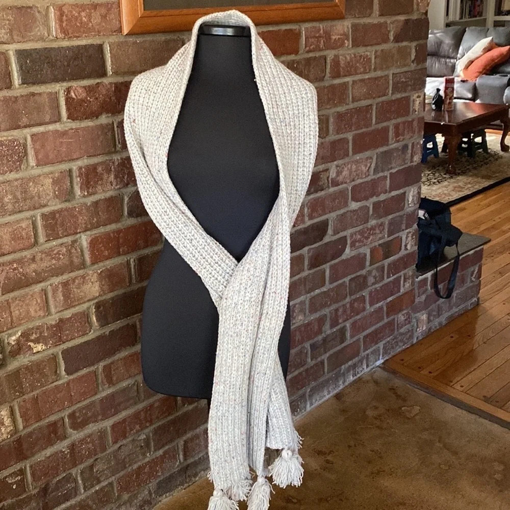 J. Crew grey multicolored wide woven wool knit sweater scarf‎ wrap